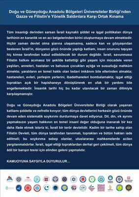 dogu-ve-guneydogu-anadolu-bolgeleri-universiteler-birliginden-gazze-ve-filistine-yonelik-saldiril