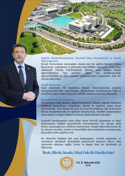 Rektör Alkış'ın Yeni Eğitim Öğretim Yılı Mesajı görseli