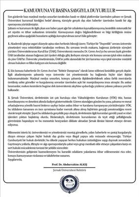Rektörümüz İddialara Cevap Verdi