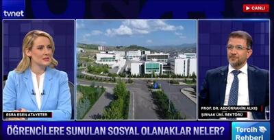 Rektörümüz Prof. Dr. Alkış, Tvnet’te üniversitemizi anlattı