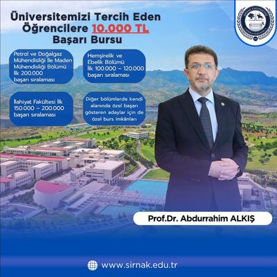 Şırnak Üniversitesinden Başarılı Öğrencilere Aylık 10 Bin TL Başarı Bursu