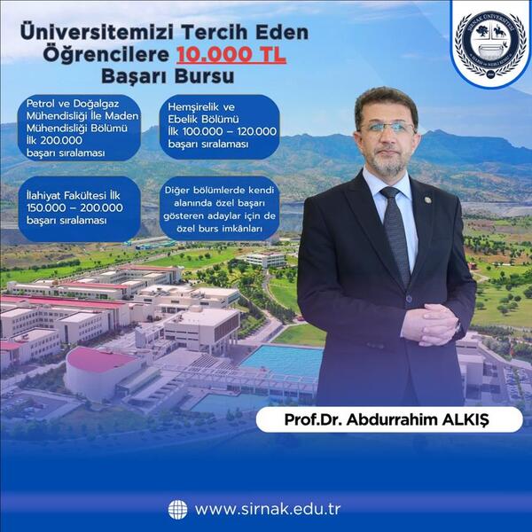 Şırnak Üniversitesinden Başarılı Öğrencilere Aylık 10 Bin TL Başarı Bursu görseli