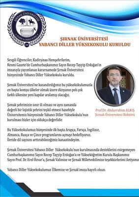 yabanci-diller-yuksekokulunun-acilmasina-iliskin-rektorumuzun-mesaji